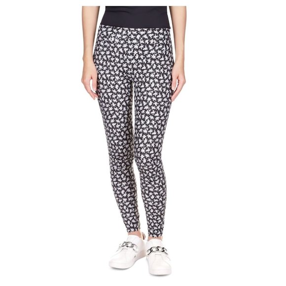 MICHAEL Michael Kors Women's Floral-Print Leggings Regular Black M B4HP - Picture 1 of 3